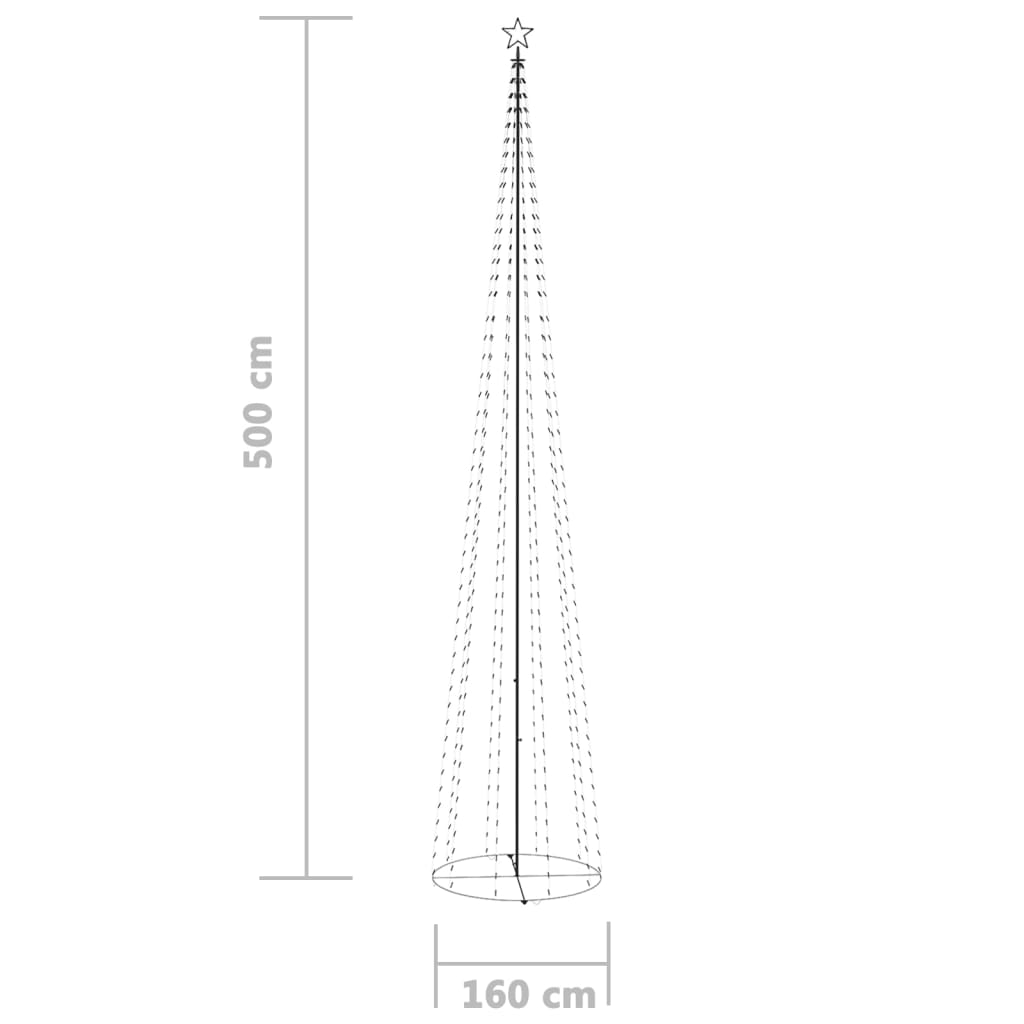 Stožasto božićno drvce sa 752 plave LED žarulje 160 x 500 cm