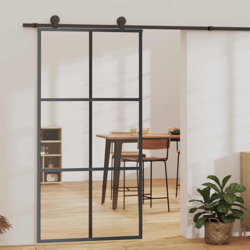 Klizna vrata od stakla ESG i aluminija 102 x 205 cm crna