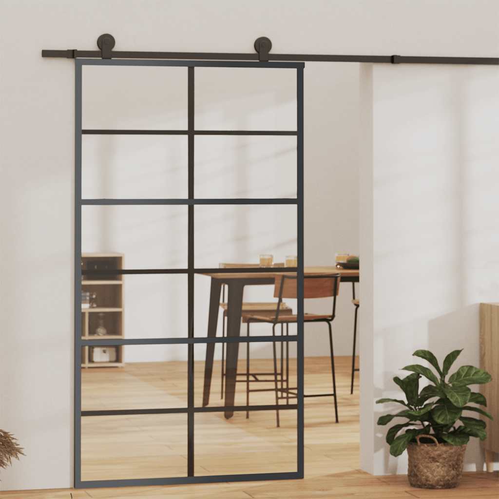 Klizna vrata od stakla ESG i aluminija 102 x 205 cm crna