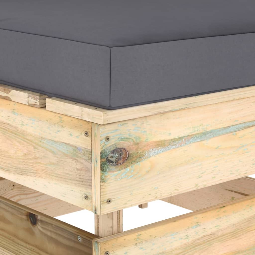 Modularna srednja sofa s jastucima od zeleno impregniranog drva