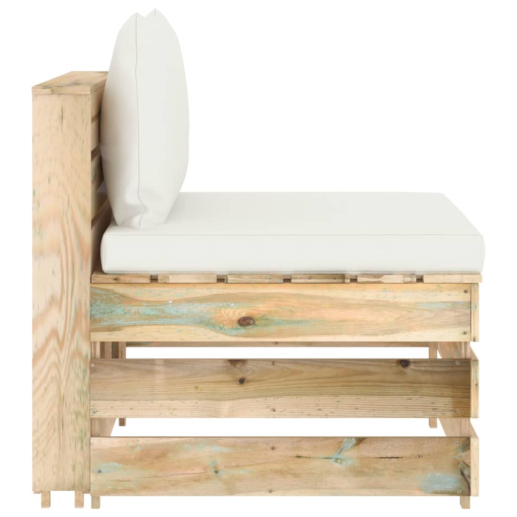 Modularna srednja sofa s jastucima od zeleno impregniranog drva