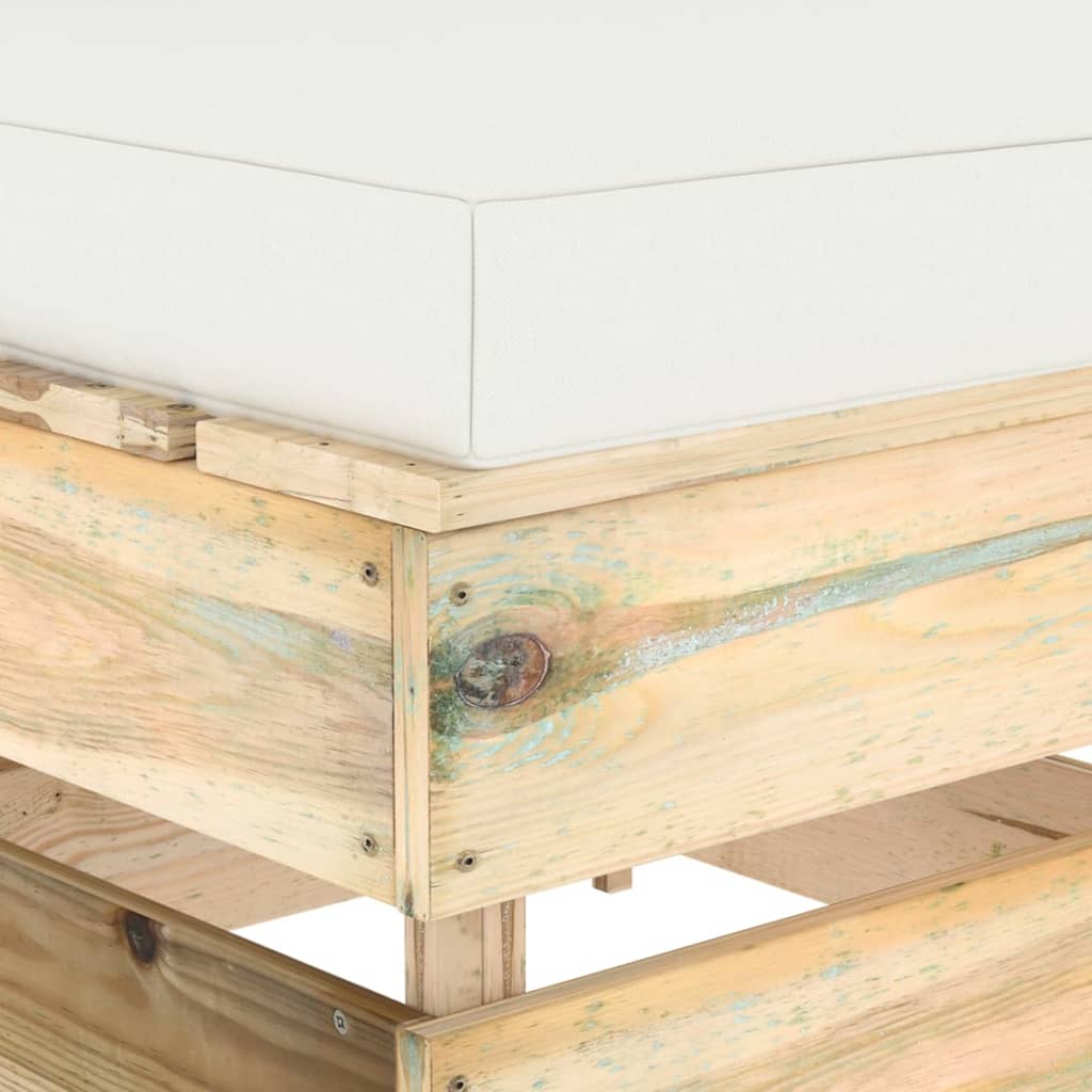 Modularna srednja sofa s jastucima od zeleno impregniranog drva