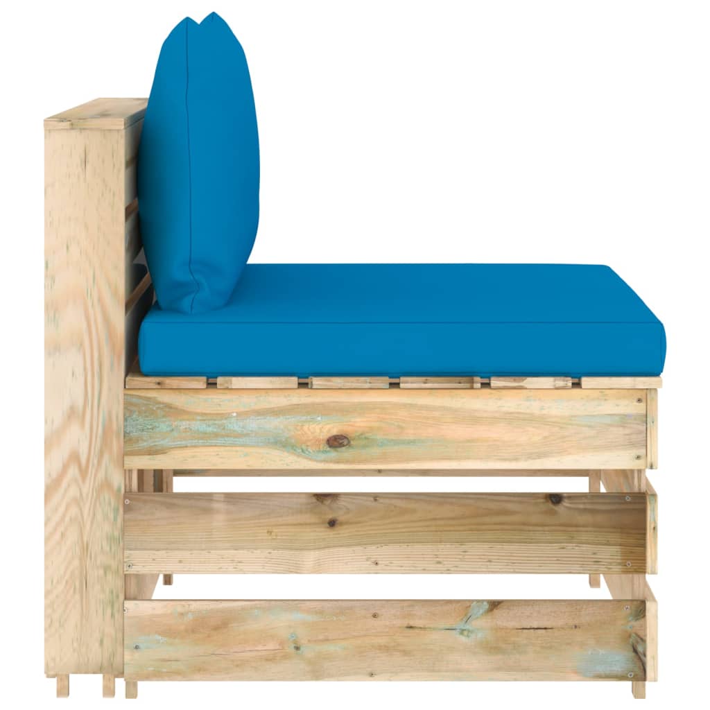 Modularna srednja sofa s jastucima od zeleno impregniranog drva