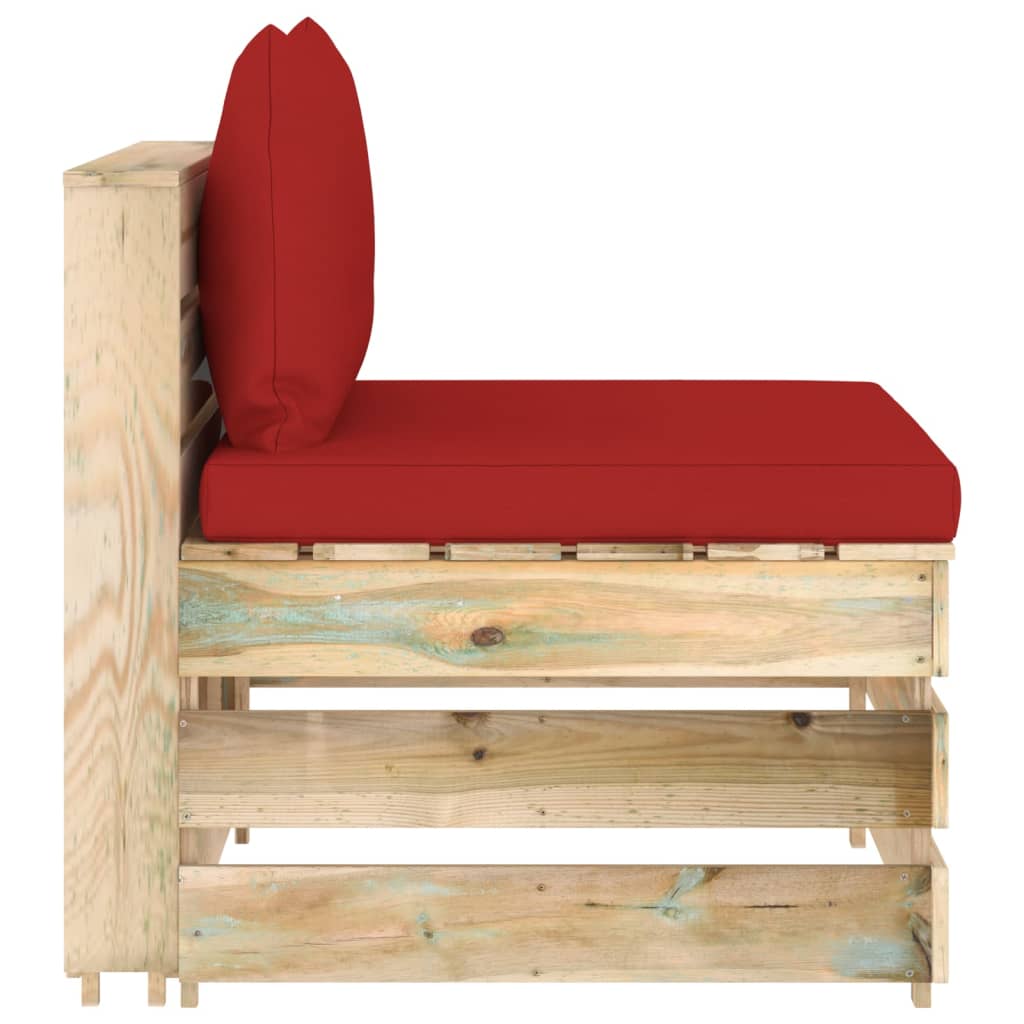 Modularna srednja sofa s jastucima od zeleno impregniranog drva