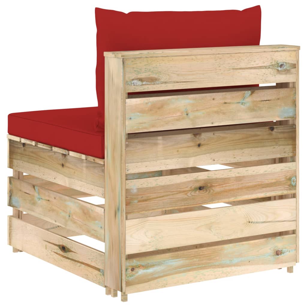 Modularna srednja sofa s jastucima od zeleno impregniranog drva