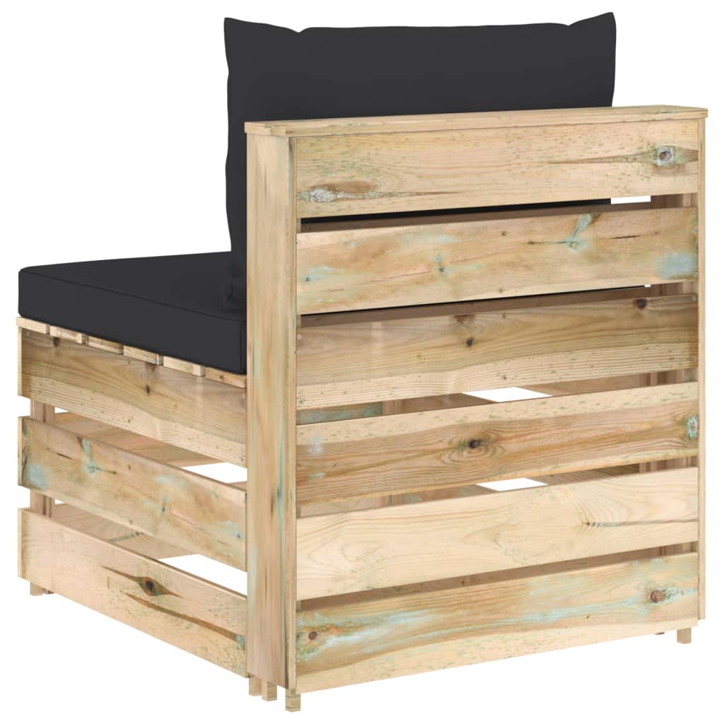 Modularna srednja sofa s jastucima od zeleno impregniranog drva