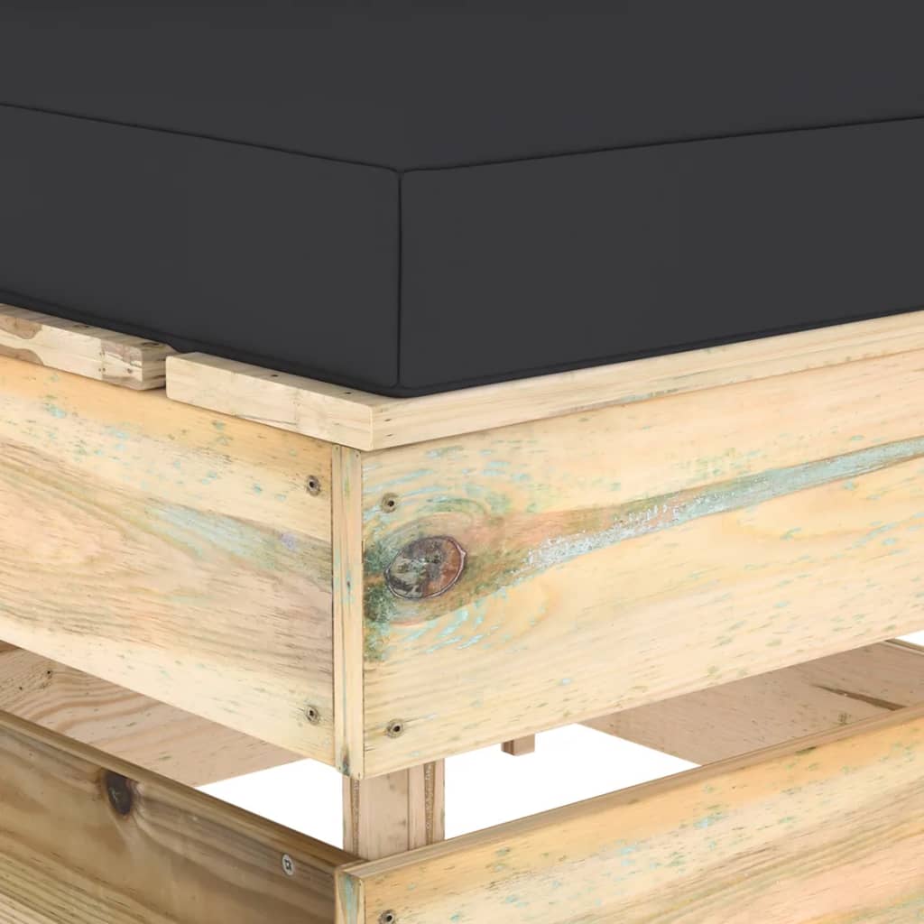 Modularna srednja sofa s jastucima od zeleno impregniranog drva
