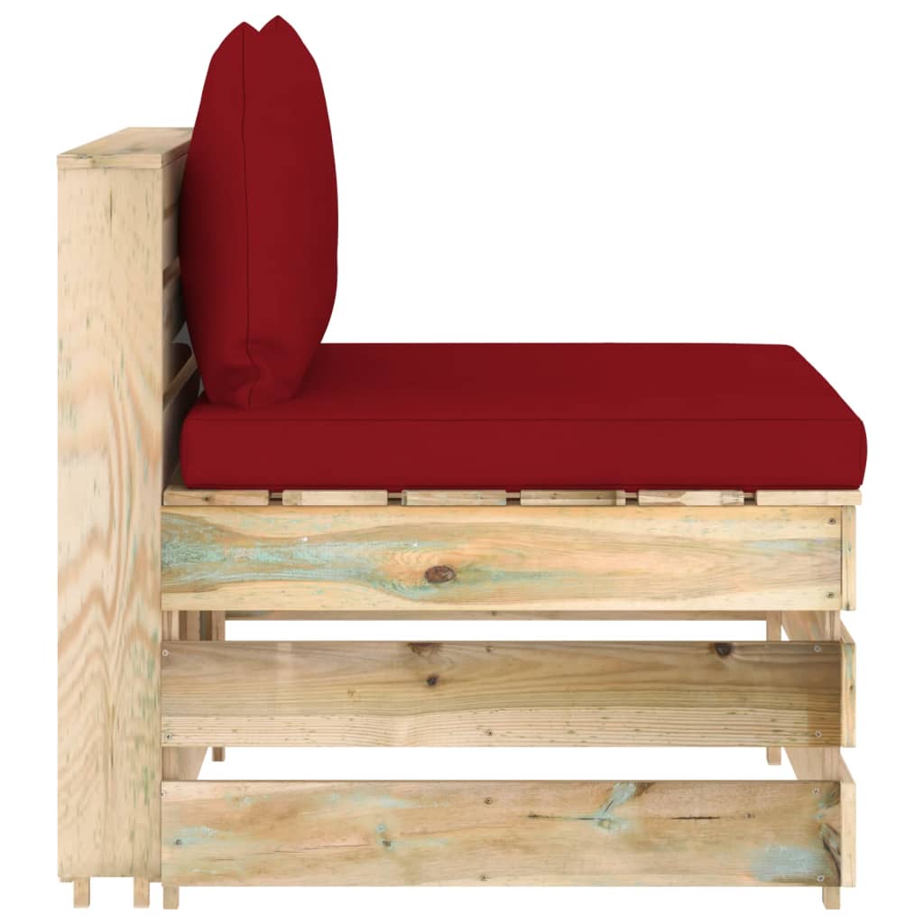 Modularna srednja sofa s jastucima od zeleno impregniranog drva