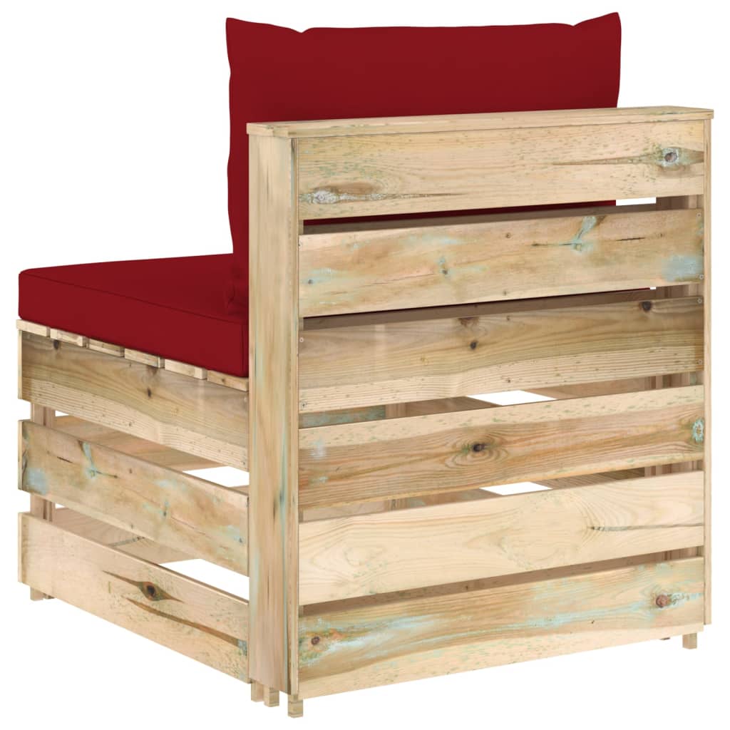 Modularna srednja sofa s jastucima od zeleno impregniranog drva