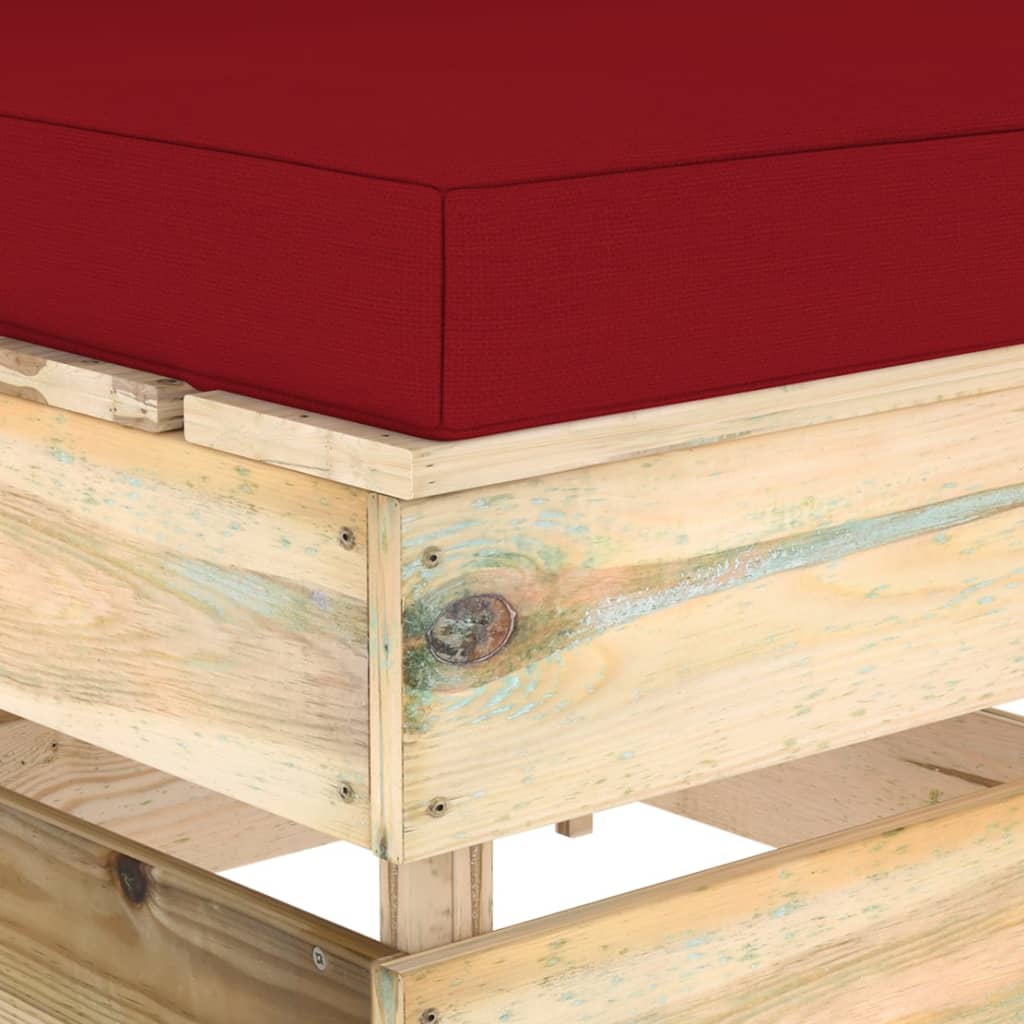 Modularna srednja sofa s jastucima od zeleno impregniranog drva
