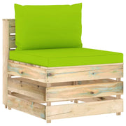 Modularna srednja sofa s jastucima od zeleno impregniranog drva