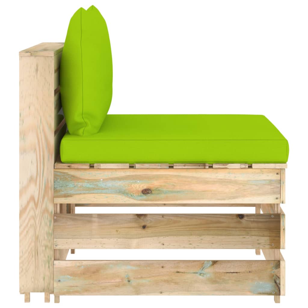 Modularna srednja sofa s jastucima od zeleno impregniranog drva