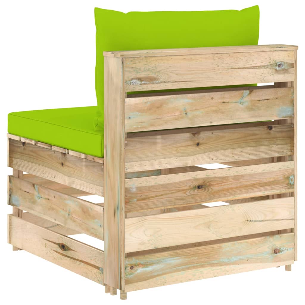 Modularna srednja sofa s jastucima od zeleno impregniranog drva