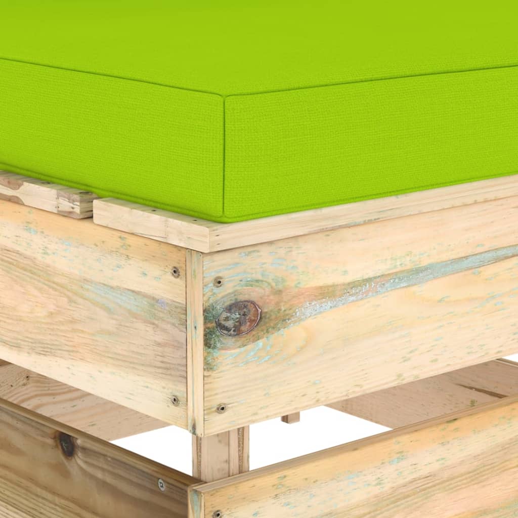 Modularna srednja sofa s jastucima od zeleno impregniranog drva