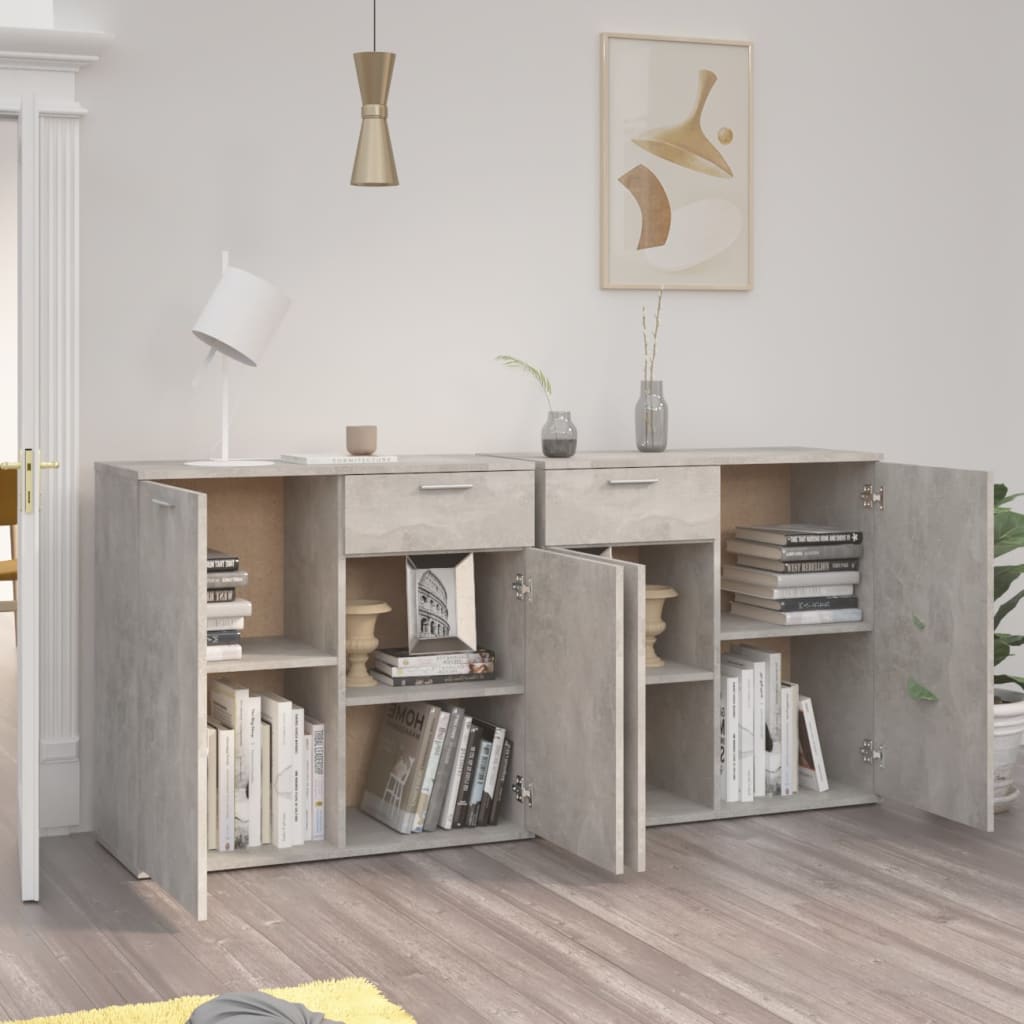 Komoda siva boja betona 160 x 36 x 75 cm od konstruiranog drva
