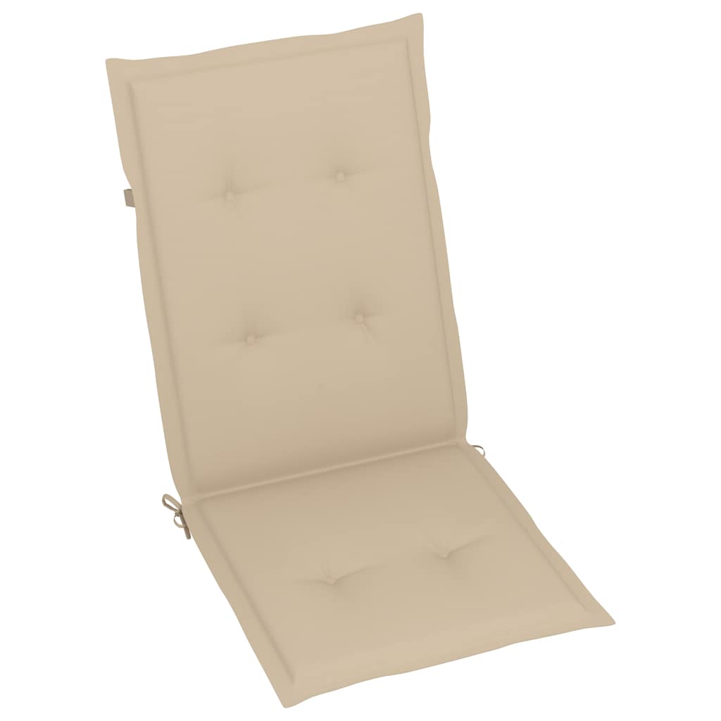 Sklopive stolice s jastucima 8 kom. Masivno bagremovo drvo Bež 120 x 50 x 3 cm