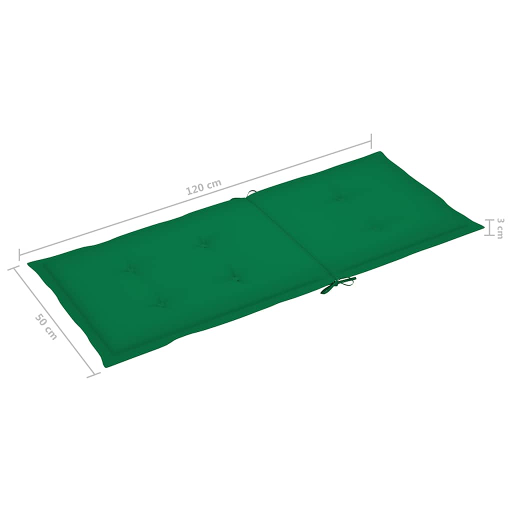 Sklopive stolice s jastucima 8 kom. Masivno bagremovo drvo Zelena 120 x 50 x 3 cm