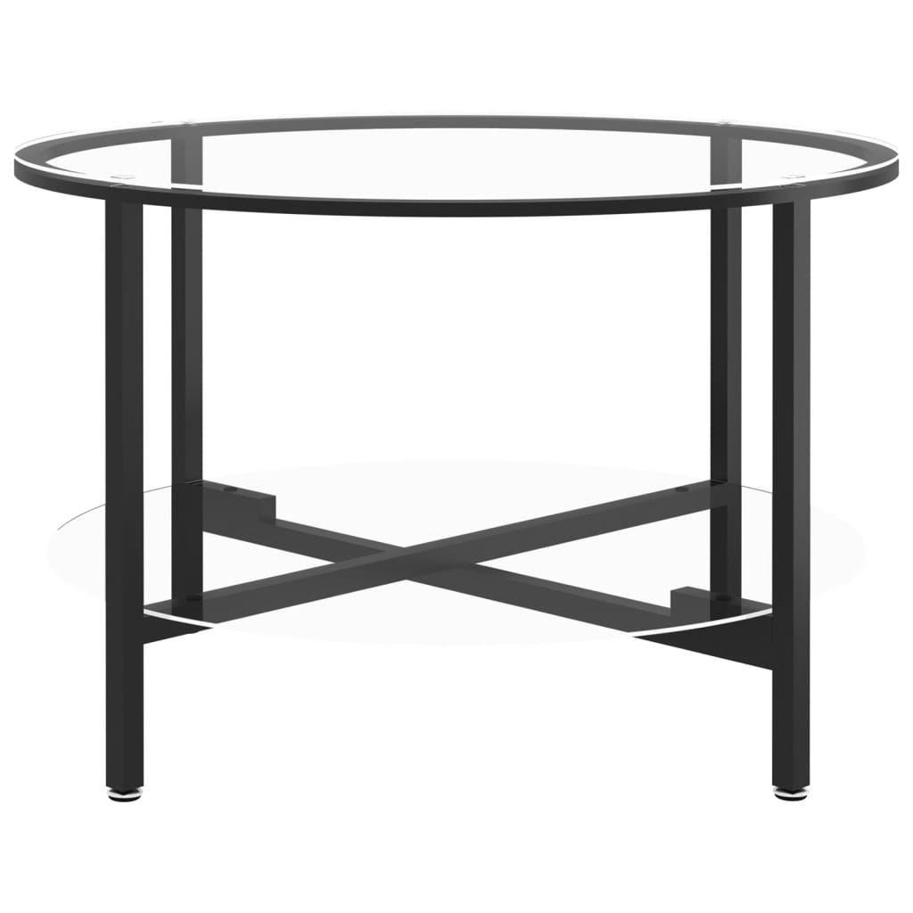 Stolić za čaj crni i prozirni 70 cm od kaljenog stakla