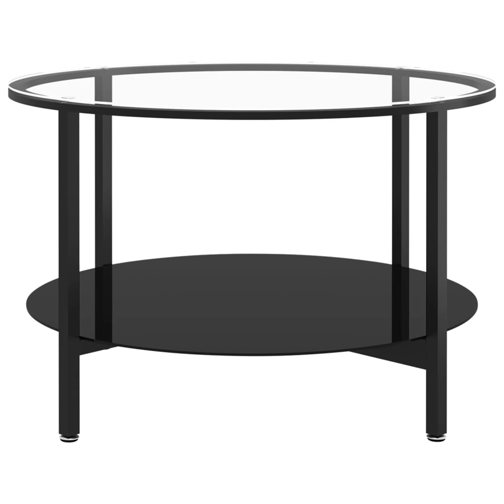 Stolić za čaj crni i prozirni 70 cm od kaljenog stakla