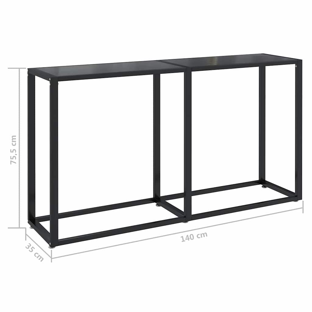 Konzolni stol crni 140 x 35 x 75,5 cm od kaljenog stakla