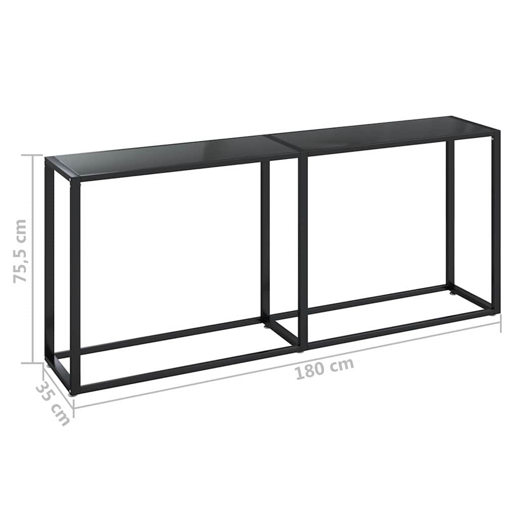 Konzolni stol crni 180 x 35 x 75,5 cm od kaljenog stakla