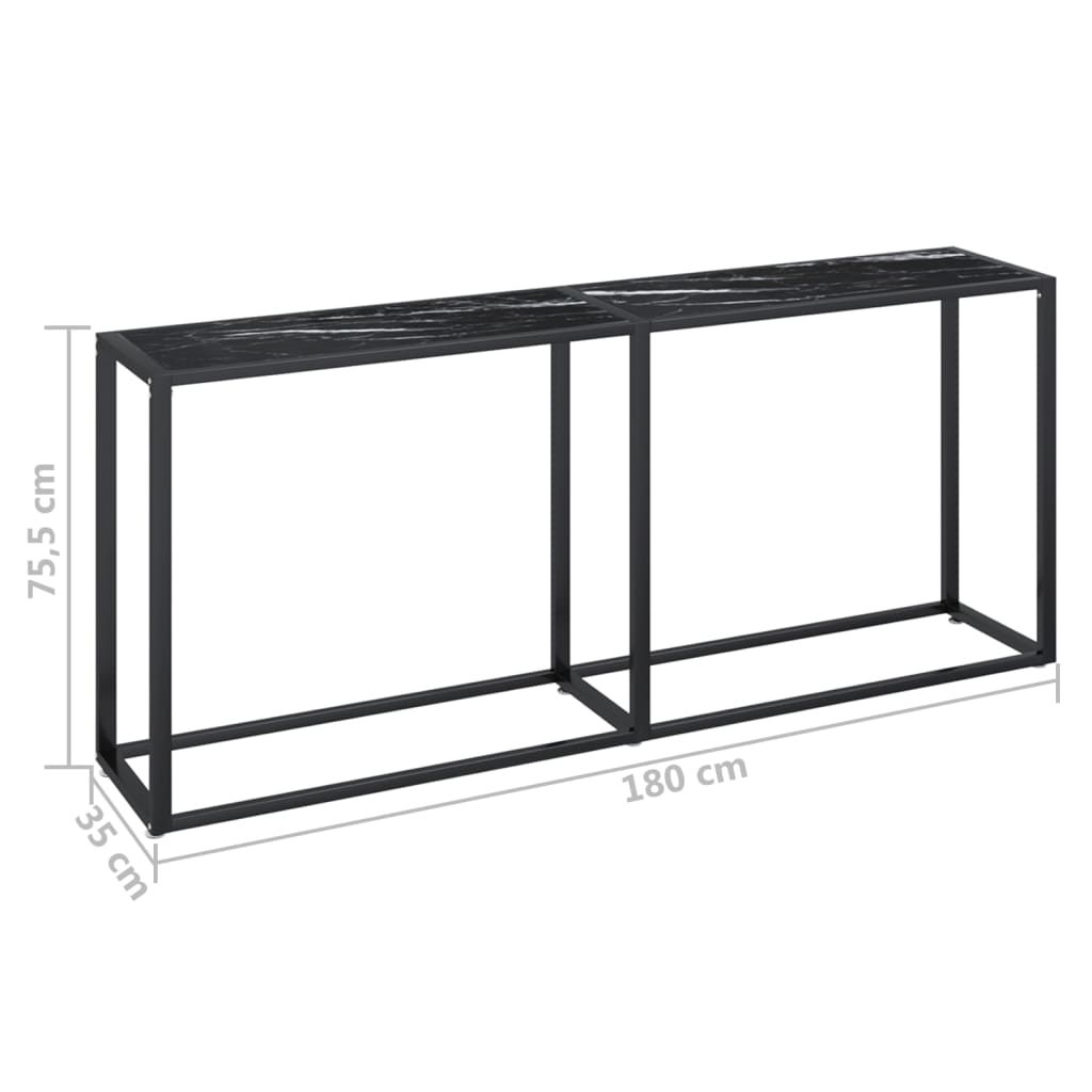 Konzolni stol boja crnog mramora 180x35x75,5 cm kaljeno staklo