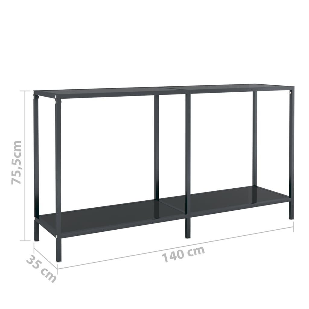 Konzolni stol crni 140 x 35 x 75,5 cm od kaljenog stakla