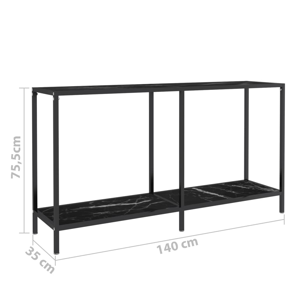Konzolni stol crni 140 x 35 x 75,5 cm od kaljenog stakla