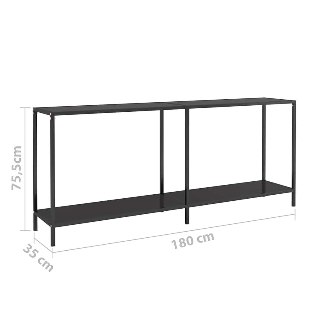 Konzolni stol crni 180 x 35 x 75,5 cm od kaljenog stakla