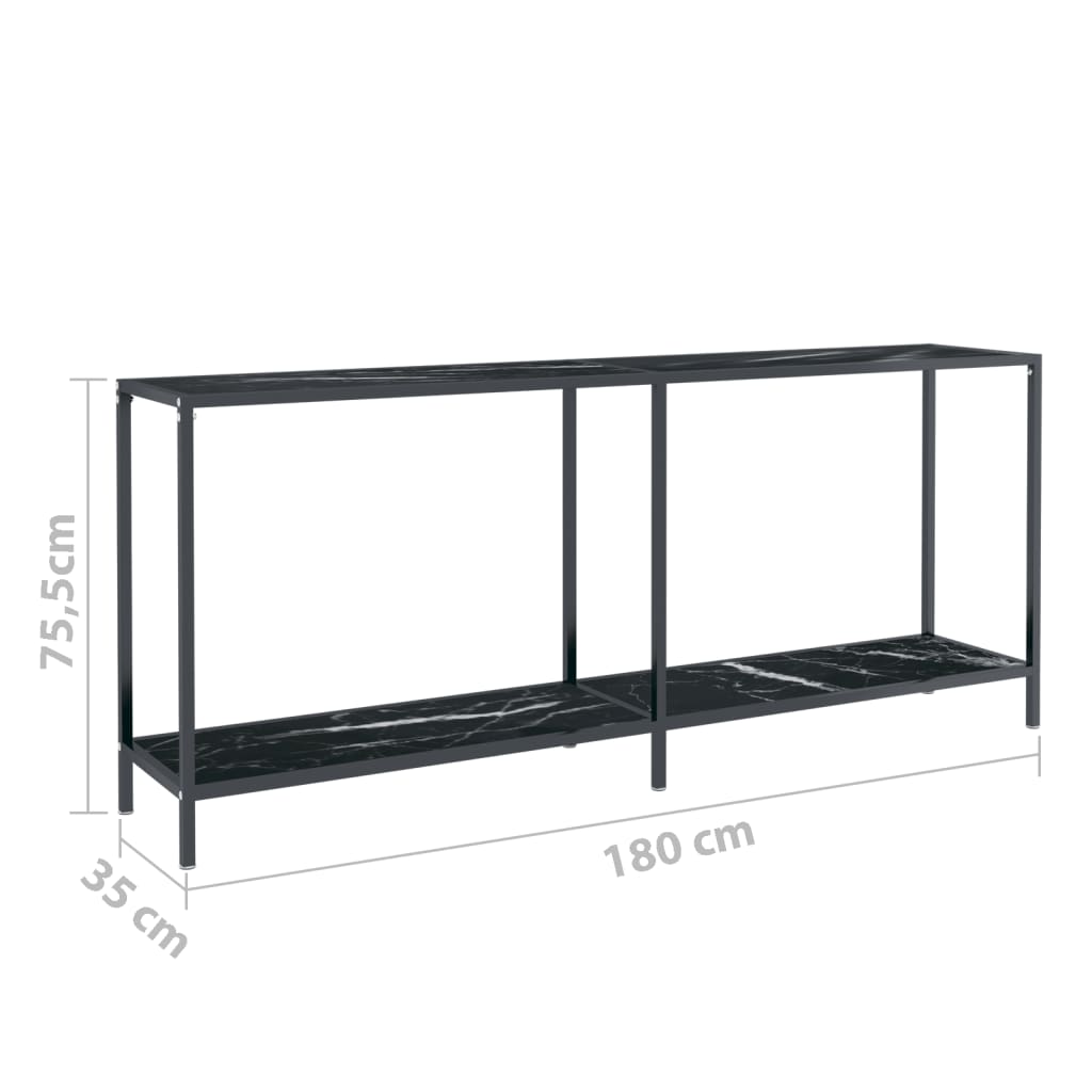 Konzolni stol crni 180 x 35 x 75,5 cm od kaljenog stakla