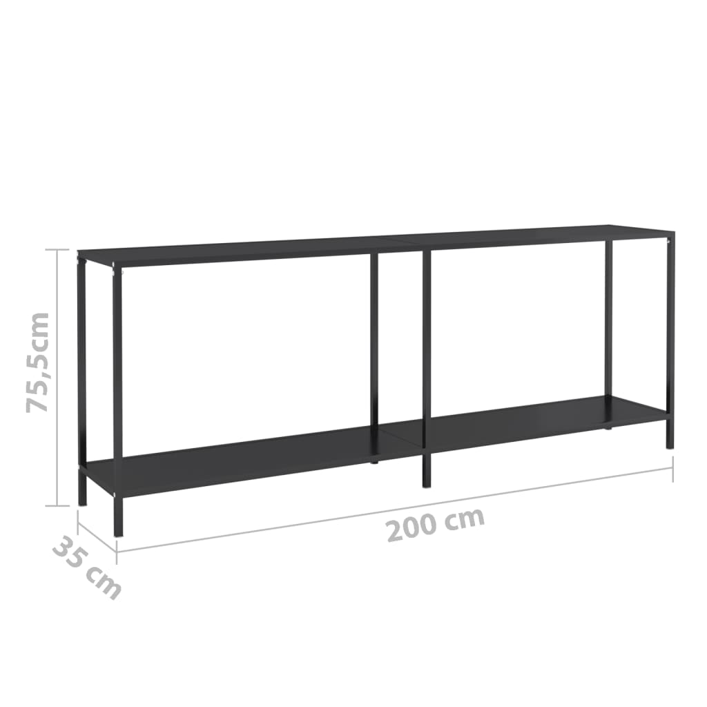 Konzolni stol crni 200 x 35 x 75,5 cm od kaljenog stakla