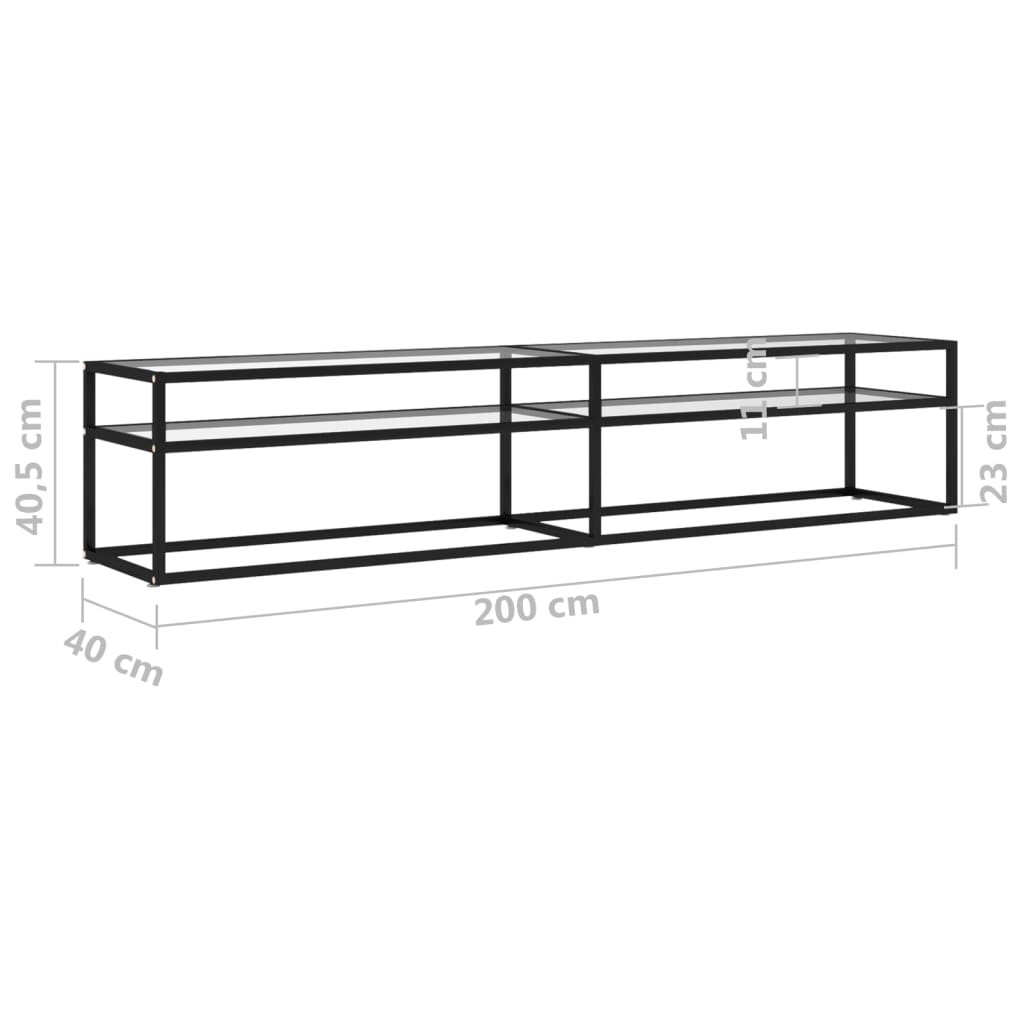 TV ormarić prozirni 200 x 40 x 40,5 cm od kaljenog stakla