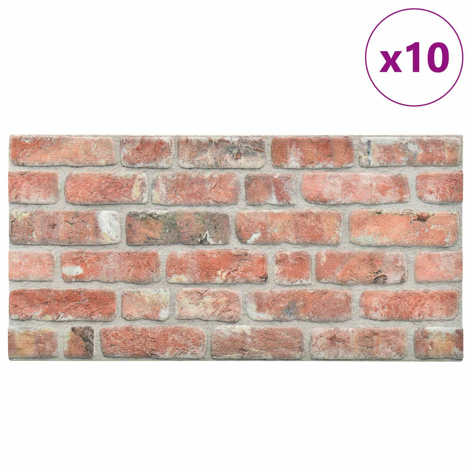 Zidne panele 10 pcs Crvena 100 x 50 cm EPS pjena