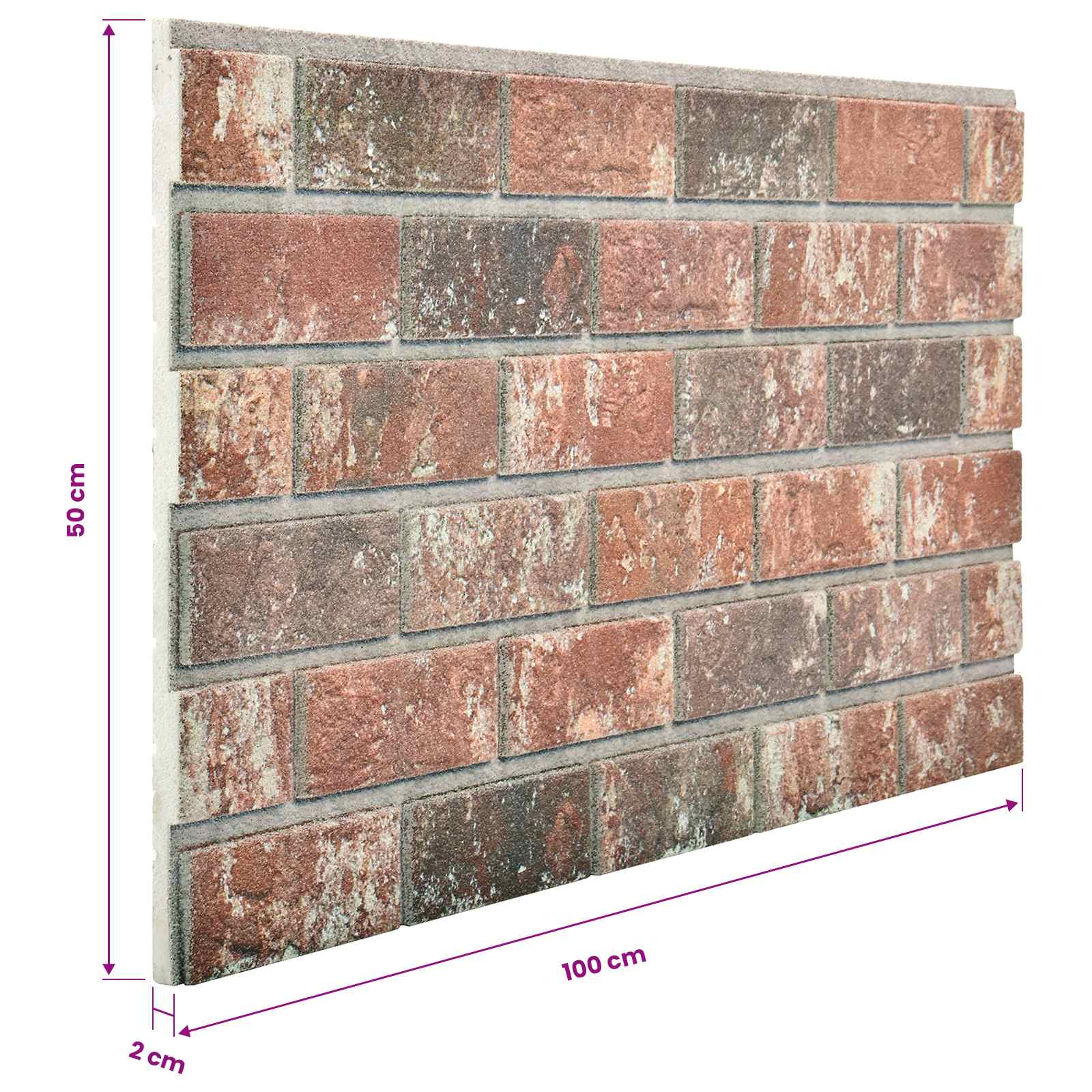 Zidne panele 10 pcs Tamno Smeđa i Siva 100 x 50 cm EPS pjena