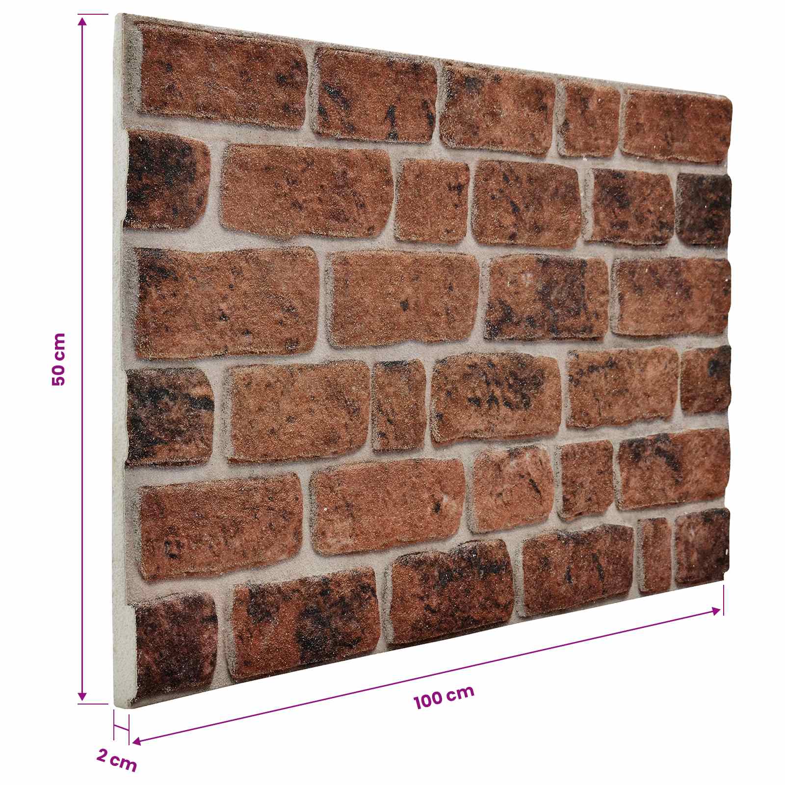 Zidne panele 10 pcs Smeđi cigla 100 x 50 cm EPS pjena