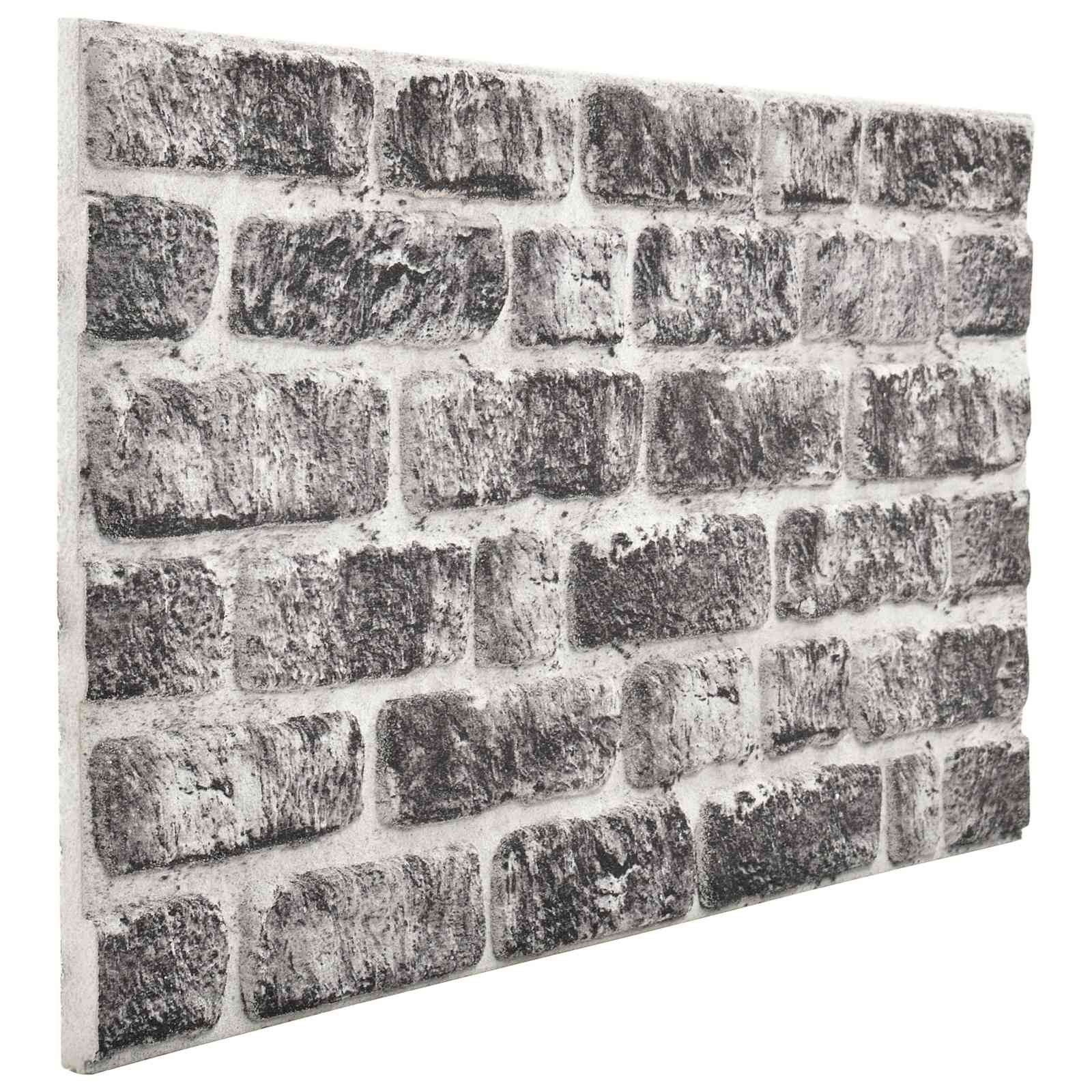 Zidne panele 10 pcs Tamno siva i bijela 100 x 50 cm EPS pjena