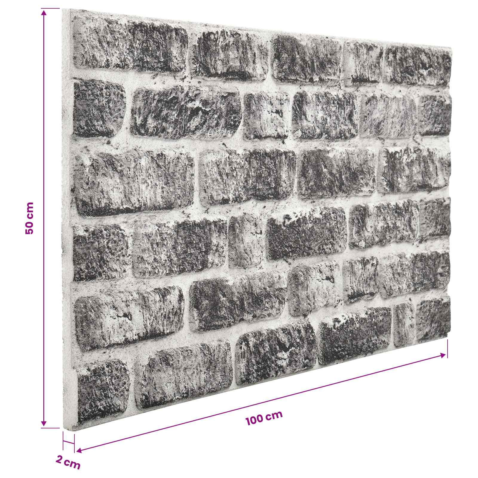 Zidne panele 10 pcs Tamno siva i bijela 100 x 50 cm EPS pjena