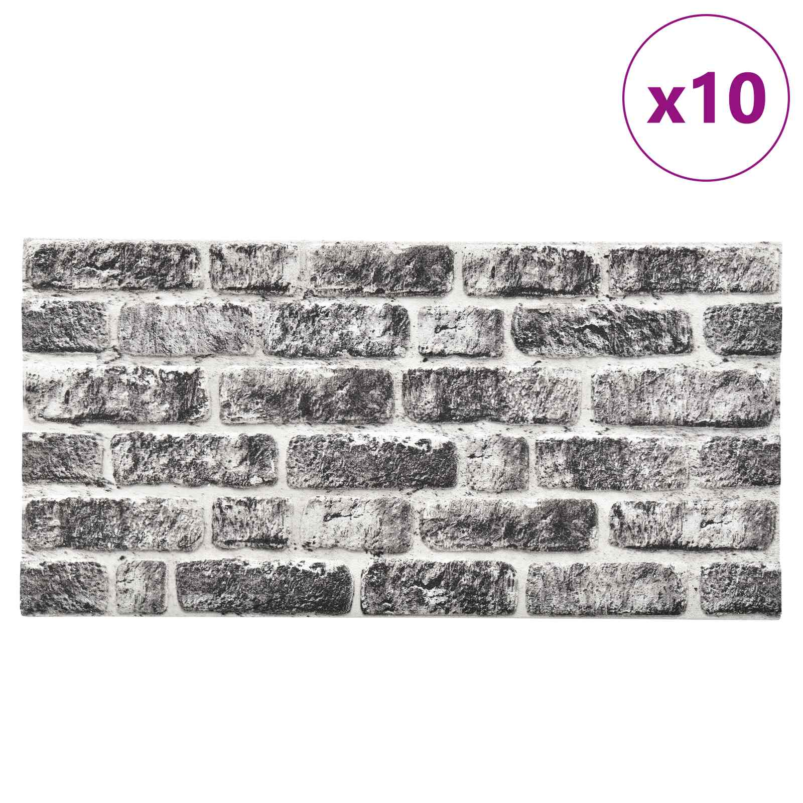 Zidne panele 10 pcs Tamno siva i bijela 100 x 50 cm EPS pjena