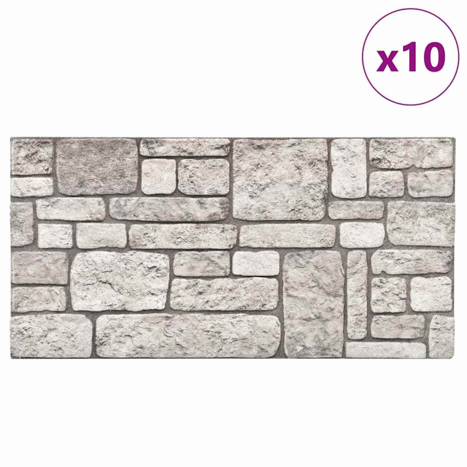 Zidne panele 10 pcs Siva 100 x 50 cm EPS pjena