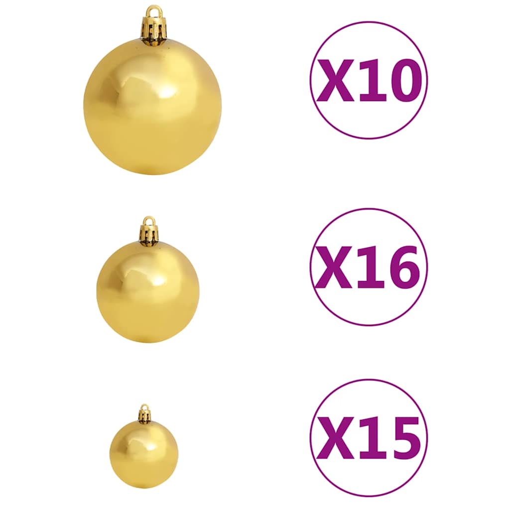 Umjetno osvijetljeno božićno drvce s kuglicama L 240 cm bijelo