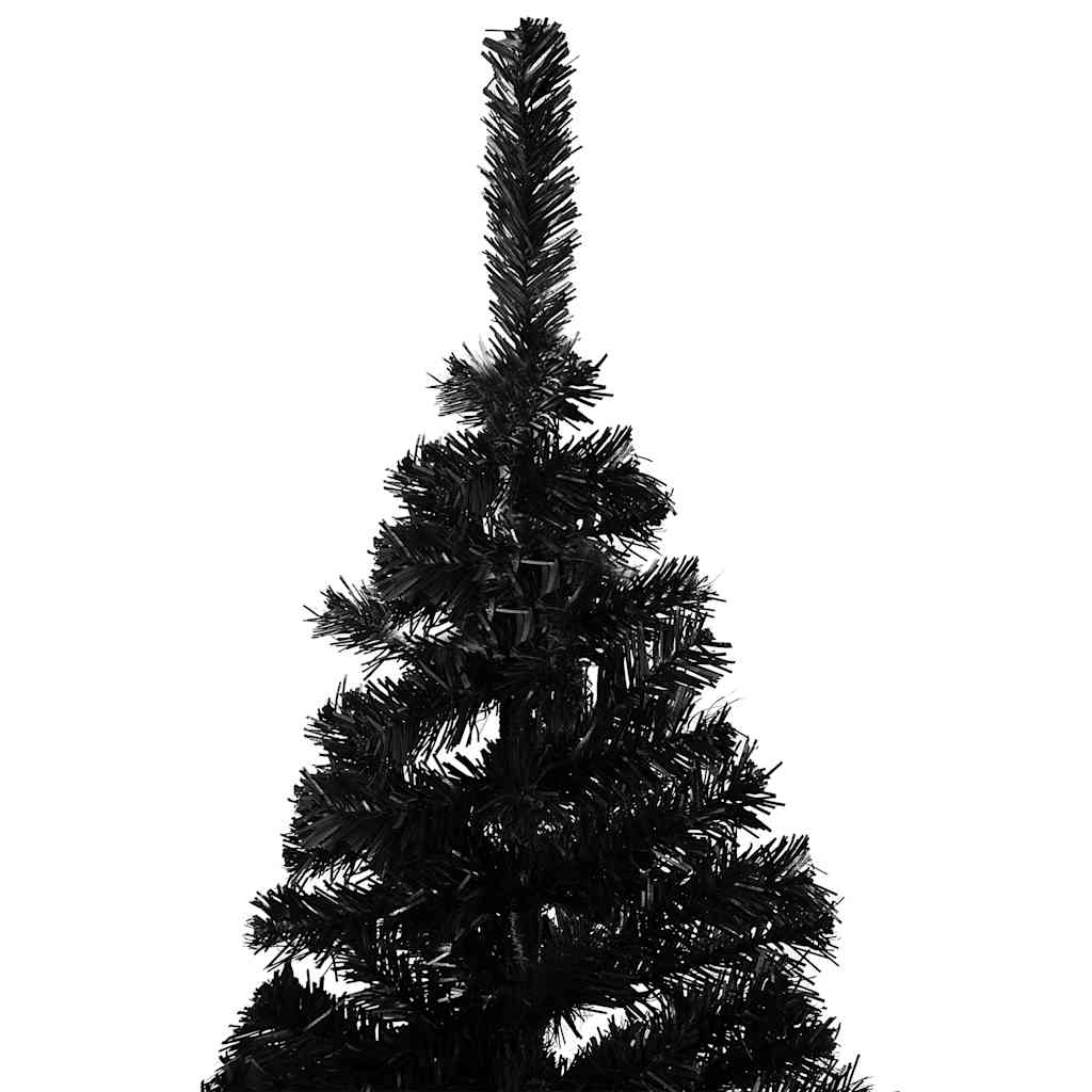 Umjetno osvijetljeno božićno drvce s kuglicama crno 180 cm PVC