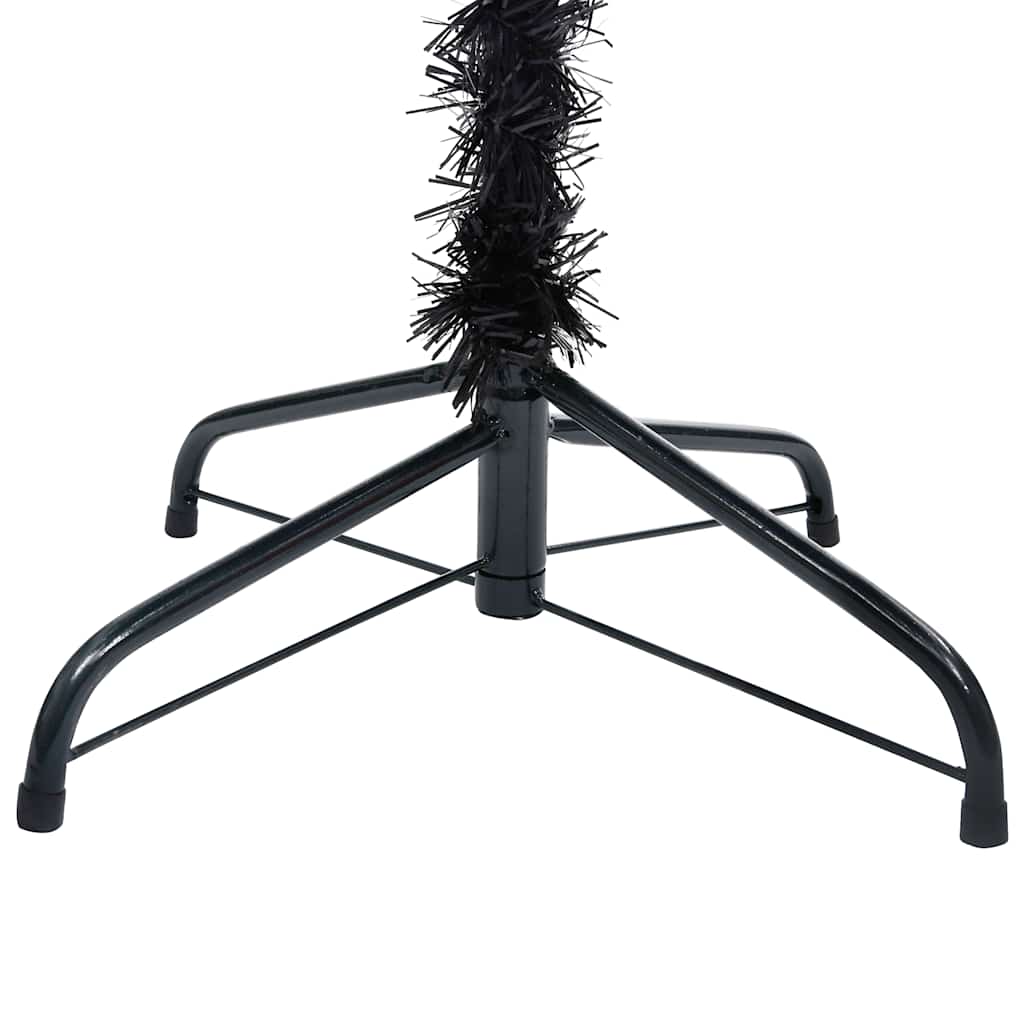 Umjetno osvijetljeno božićno drvce s kuglicama crno 180 cm PVC