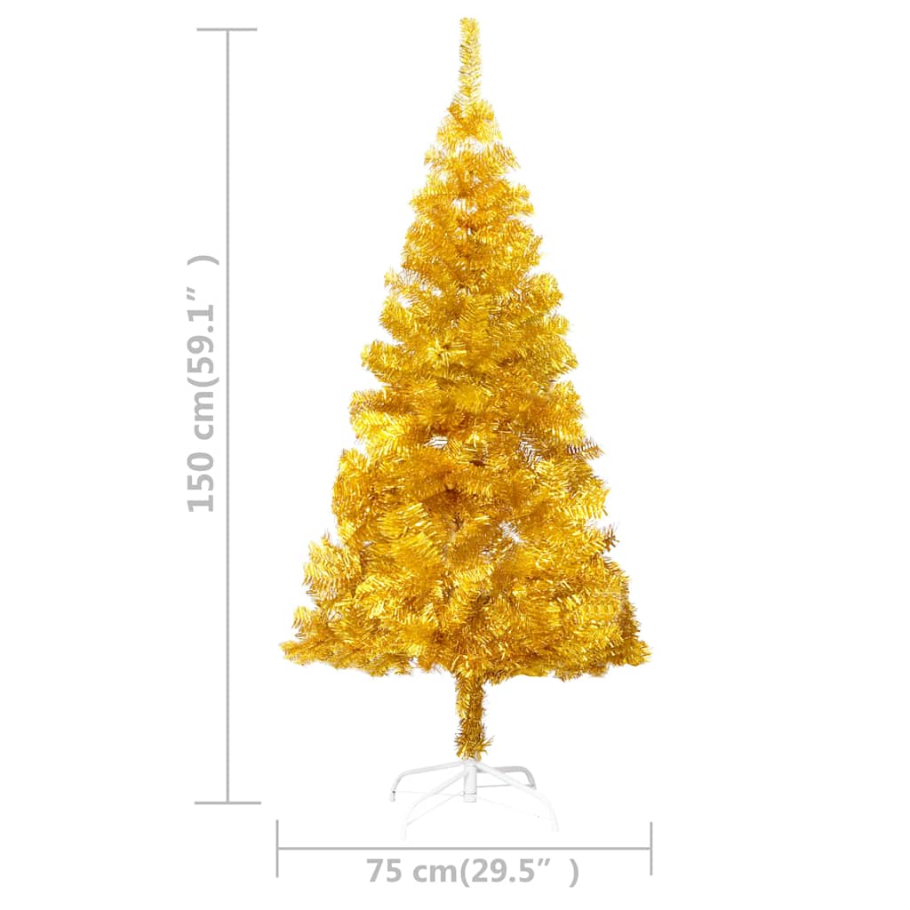 Umjetno osvijetljeno božićno drvce s kuglicama zlatno 150cm PET