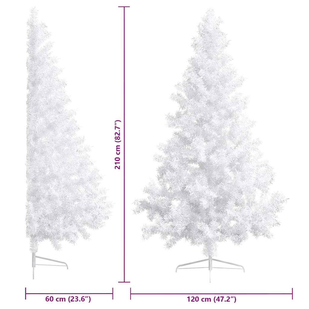 Umjetna osvijetljena polovica božićnog drvca bijela 210 cm