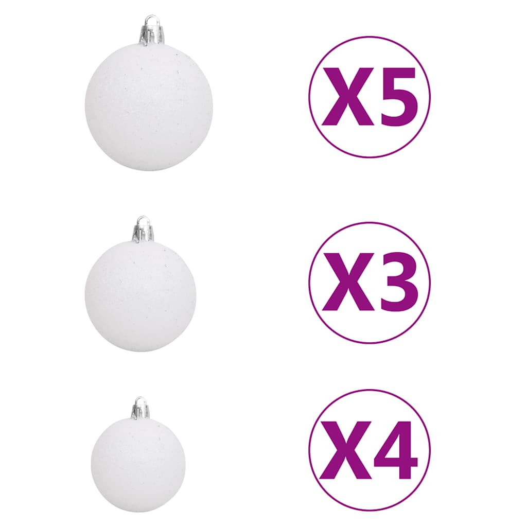 Umjetno osvijetljeno božićno drvce s kuglicama 150 cm 380 grana