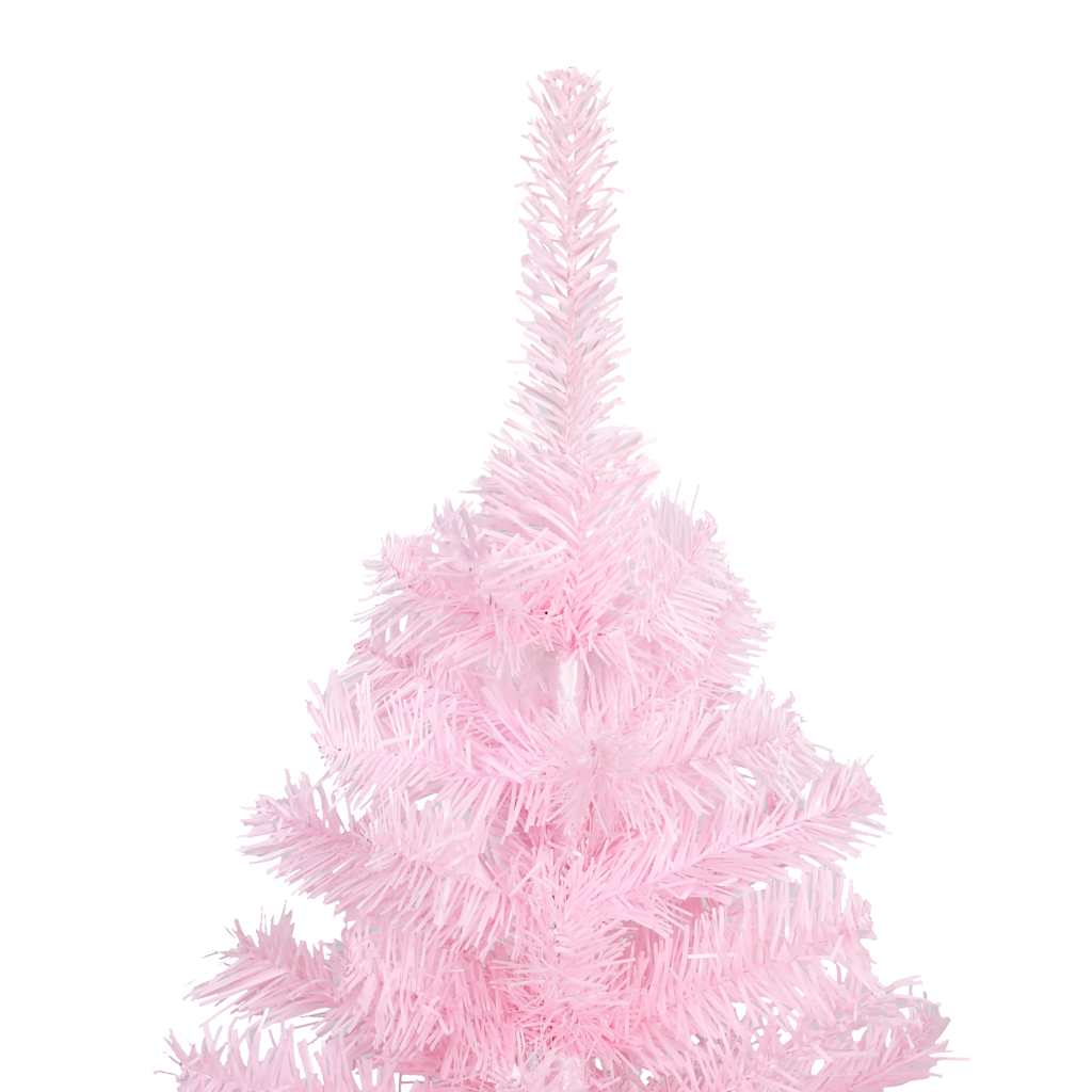 Umjetno osvijetljeno božićno drvce s kuglicama rozo 180 cm PVC