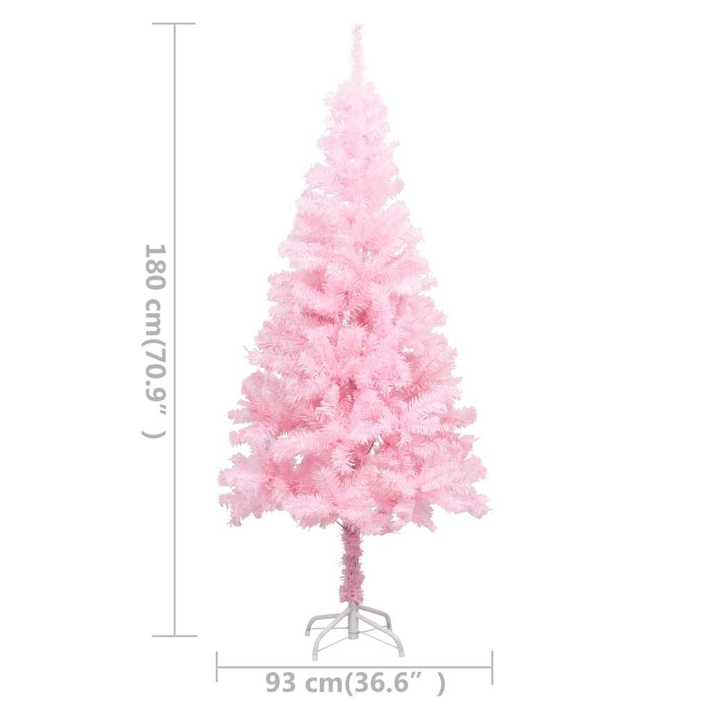 Umjetno osvijetljeno božićno drvce s kuglicama rozo 180 cm PVC