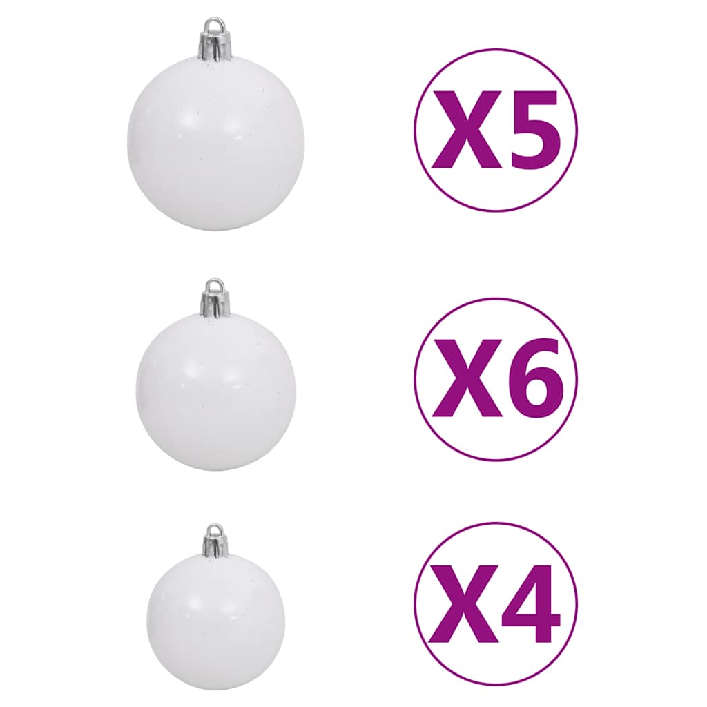 Umjetno osvijetljeno božićno drvce s kuglicama i šiškama 180 cm