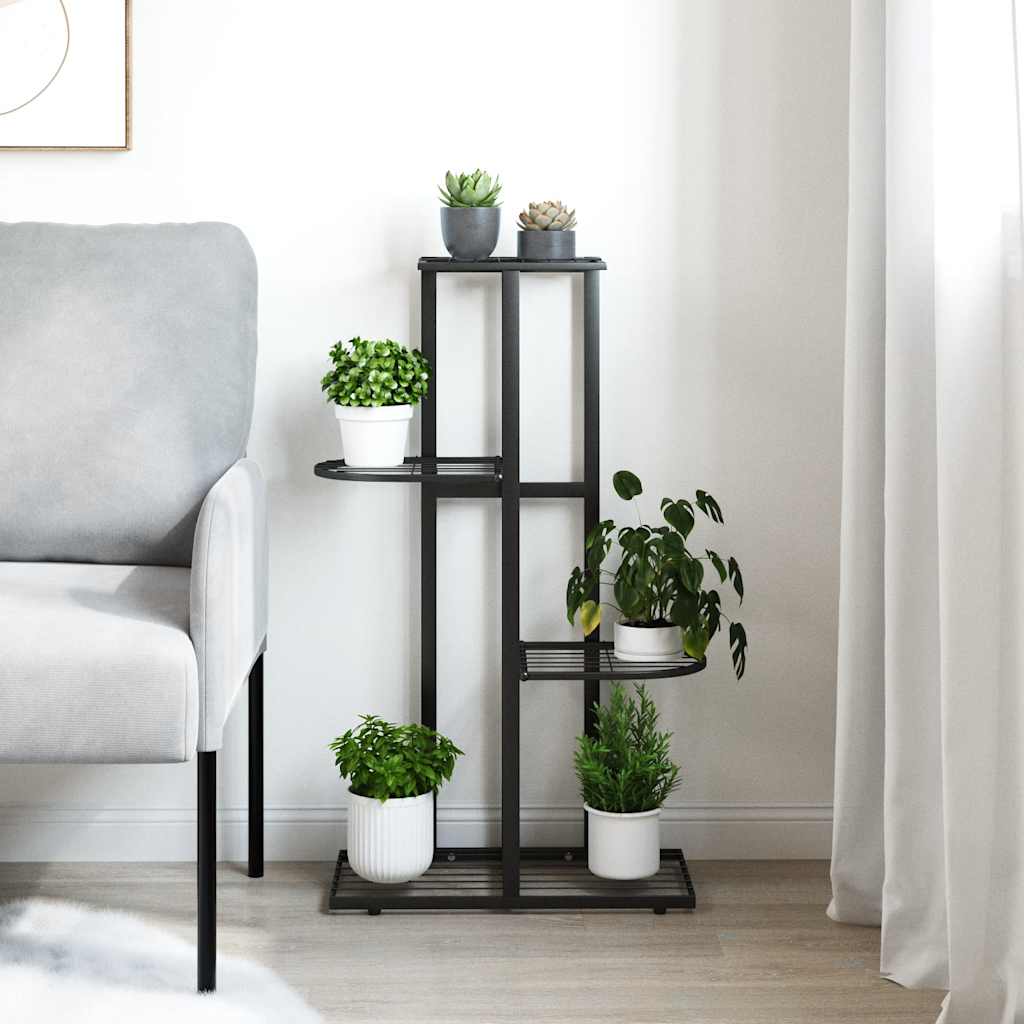 Stalak za cvijeće s 4 razine 43 x 22 x 76 cm crni metalni