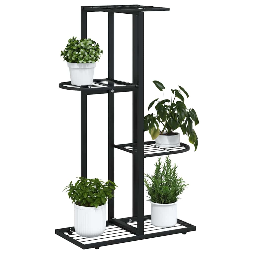 Stalak za cvijeće s 4 razine 43 x 22 x 76 cm crni metalni